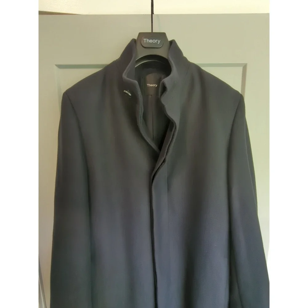 Theory Mens M Belvin Urban Melton‎ Navy Blue Wool Cashmere Blend Coat